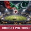 AI-generated editorial illustration: Conceptual editorial illustration for Cricket Politics Clash. Not a documentary photograph.