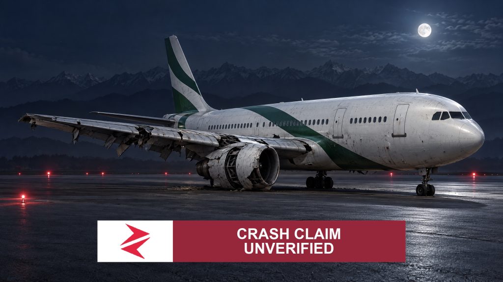 AI-generated editorial illustration: Conceptual editorial illustration for Crash Claim Unverified. Not a documentary photograph.