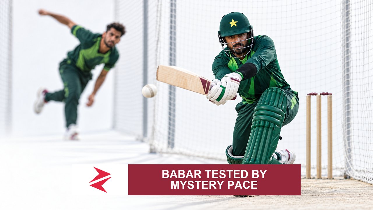AI-generated editorial illustration: Conceptual editorial illustration for Babar Tested by Mystery Pace. Not a documentary photograph.