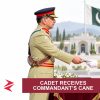 AI-generated editorial illustration: Conceptual editorial illustration for Cadet Receives Commandant’s Cane. Not a documentary photograph.