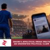 Conceptual editorial illustration of an Indian cricket captain caught between sport, social media and politics