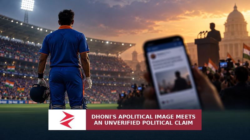 Conceptual editorial illustration of an Indian cricket captain caught between sport, social media and politics
