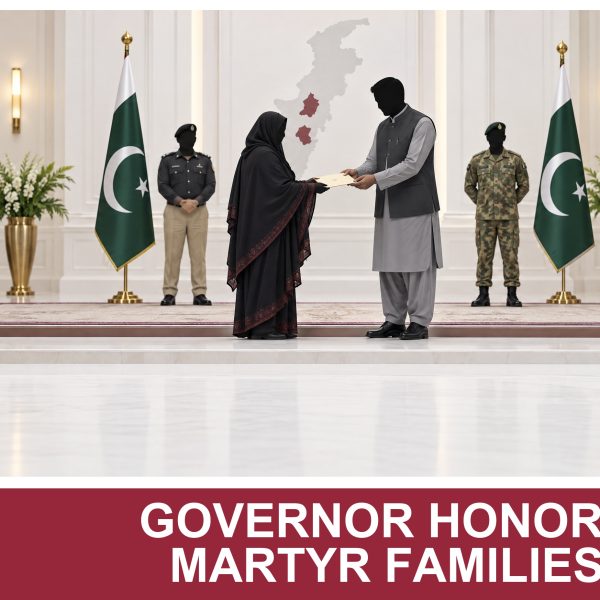 AI-generated editorial illustration: Conceptual editorial illustration for Governor Honors Martyr Families. Not a documentary photograph.