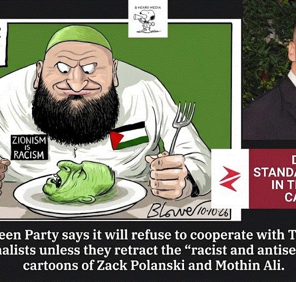 Telegraph Cartoon ‘Eat Your Greens’ Sparks Backlash, Exposing Western Double‑Standard on Zionism and Islam