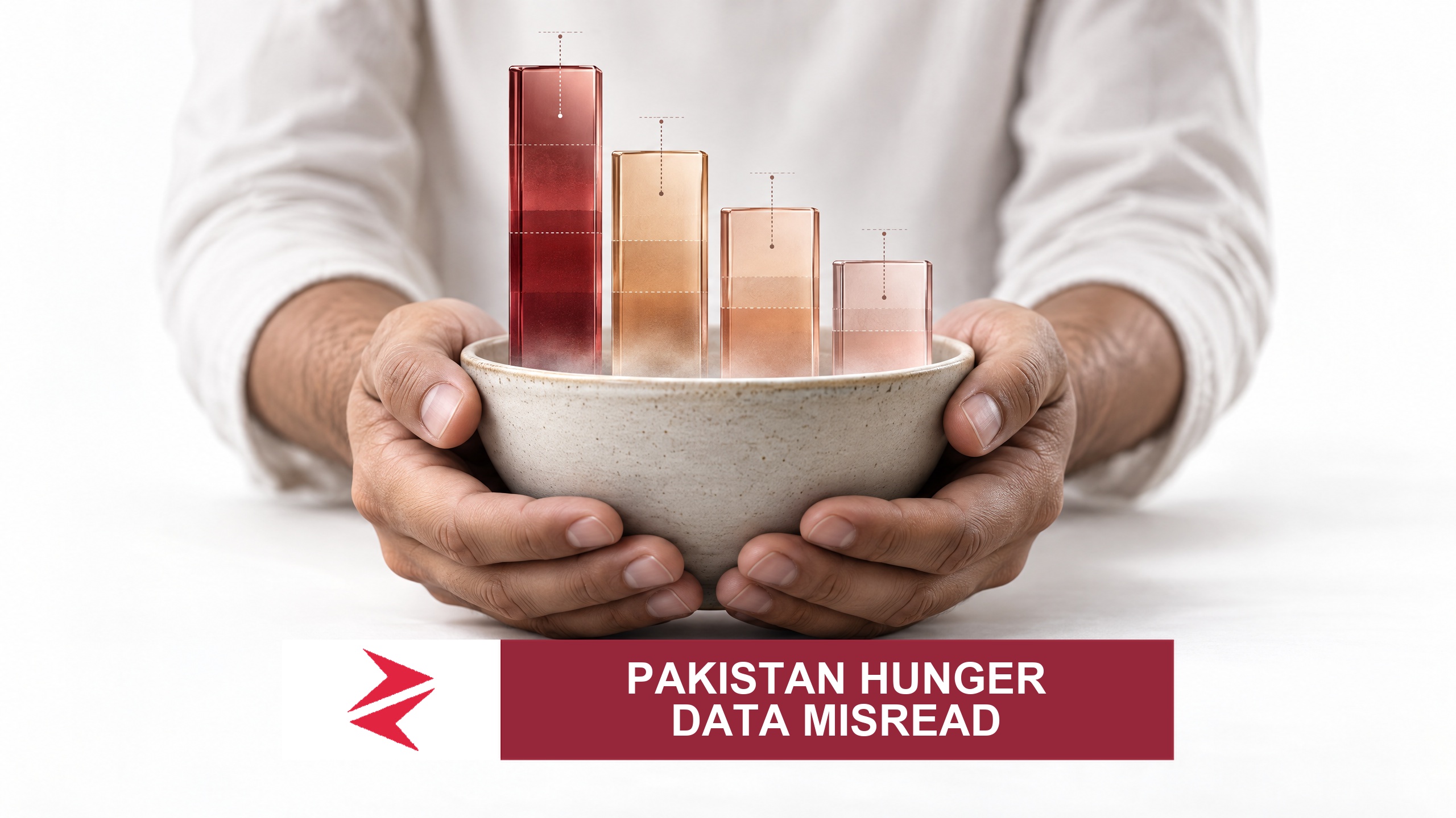 AI-generated editorial illustration: Conceptual editorial illustration for Pakistan Hunger Data Misread. Not a documentary photograph.