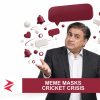 AI-generated editorial illustration: Conceptual editorial illustration for Meme Masks Cricket Crisis. Not a documentary photograph.