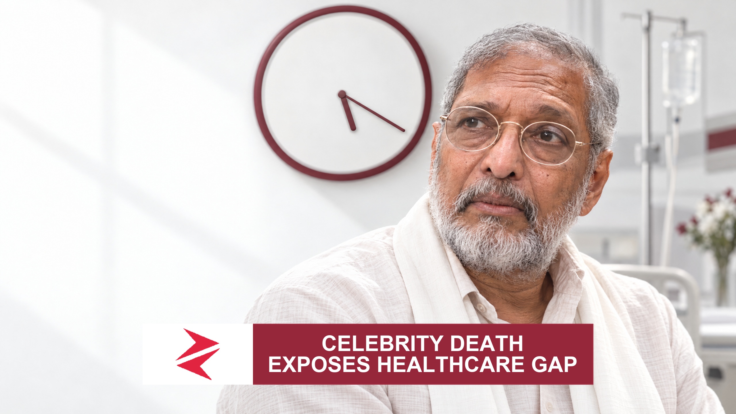 AI-generated editorial illustration: Conceptual editorial illustration for Celebrity Death Exposes Healthcare Gap. Not a documentary photograph.