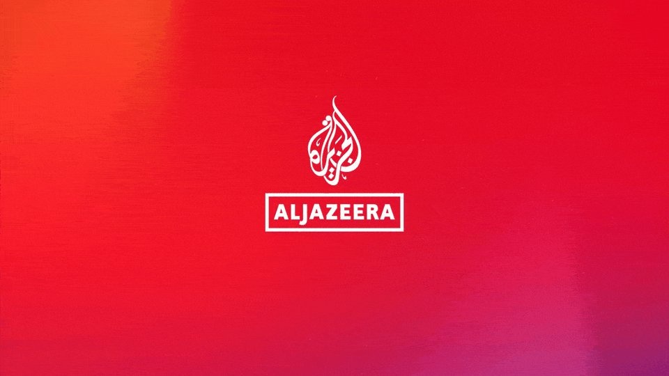 Al Jazeera English logo on a red gradient background