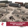 AI-generated editorial illustration: Conceptual editorial illustration for Border Closures Hit Traders. Not a documentary photograph.