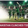AI-generated editorial illustration: Conceptual editorial illustration for Pakistan clinches T20 series. Not a documentary photograph.