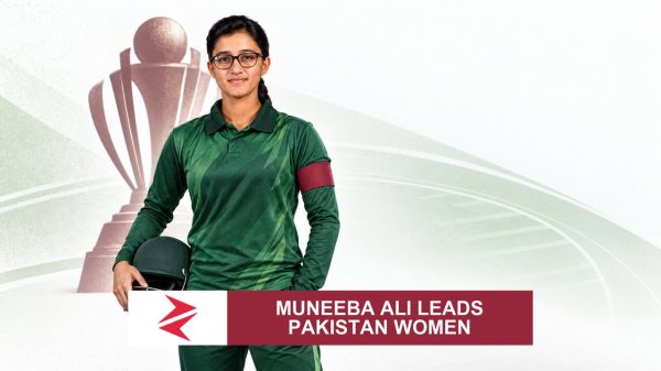 AI-generated editorial illustration: Conceptual editorial illustration for Muneeba Ali Leads Pakistan Women. Not a documentary photograph.