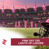 AI-generated editorial illustration: Conceptual editorial illustration for Pink Day ODI Lights Up Lahore. Not a documentary photograph.