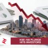 AI-generated editorial illustration: Conceptual editorial illustration for KSE‑100 Plunge Hits Investors. Not a documentary photograph.
