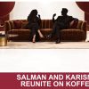 AI-generated editorial illustration: Conceptual editorial illustration for Salman and Karisma Reunite on Koffee. Not a documentary photograph.
