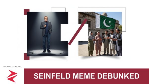 AI-generated editorial illustration: Conceptual editorial illustration for Seinfeld Meme Debunked. Not a documentary photograph.