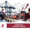 AI-generated editorial illustration: Conceptual editorial illustration for Pakistan Export Surge. Not a documentary photograph.