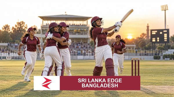 AI-generated editorial illustration: Conceptual editorial illustration for Sri Lanka Edge Bangladesh. Not a documentary photograph.