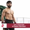 AI-generated editorial illustration: Conceptual editorial illustration for UFC Fighter Stands Defiant. Not a documentary photograph.