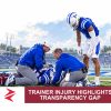 AI-generated editorial illustration: Conceptual editorial illustration for Trainer Injury Highlights Transparency Gap. Not a documentary photograph.