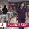 AI-generated editorial illustration: Conceptual editorial illustration for Doctors Face Growing Hospital Violence. Not a documentary photograph.